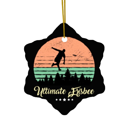 Ultimate Frisbee Vintage Retro Sunset Ceramic Ornaments
