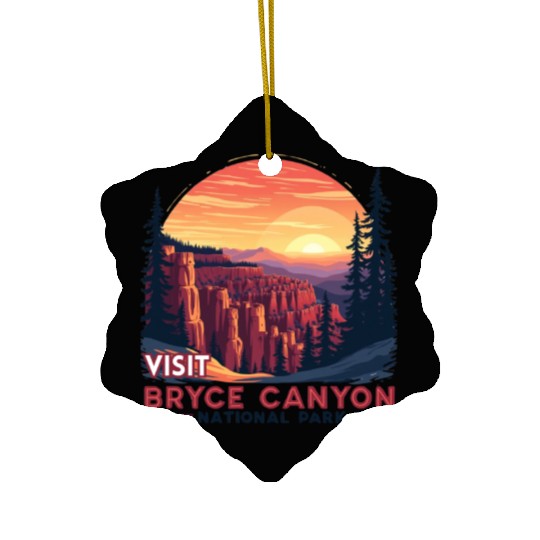 Bryce Canyon National Park Retro Illustraion V 01 Ceramic Ornaments