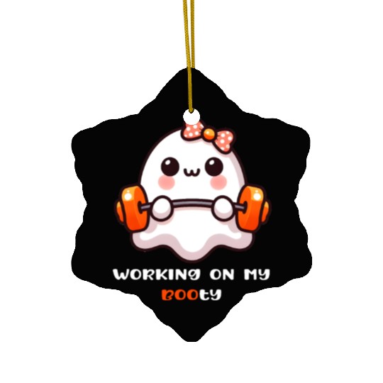 Working On My Booty – Boo-Ty Halloween Gym ghost Ceramic Ornaments