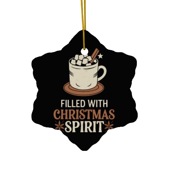 Filled With Christmas Spirit Mug and Marshmallows Ceramic Ornaments