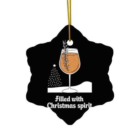 Filled with Christmas Spirit Festive Wine Glass Ceramic Ornaments