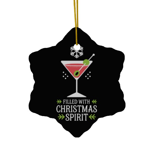 Filled With Christmas Spirit Festive Cocktail Ceramic Ornaments