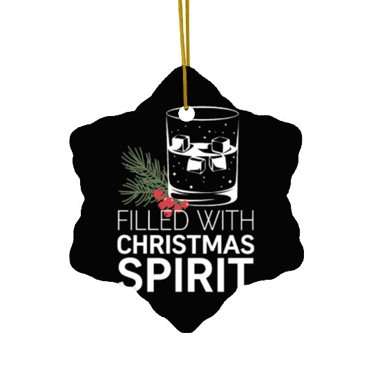 Filled With Christmas Spirit Festive Cheer Artwork Ceramic Ornaments