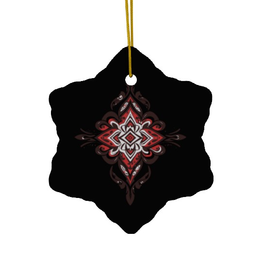 Red and Black Tribal Shape Design Ceramic Ornaments