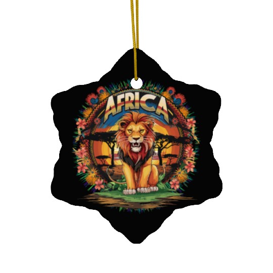 Majestic African Lion Safari Adventure Ceramic Ornaments