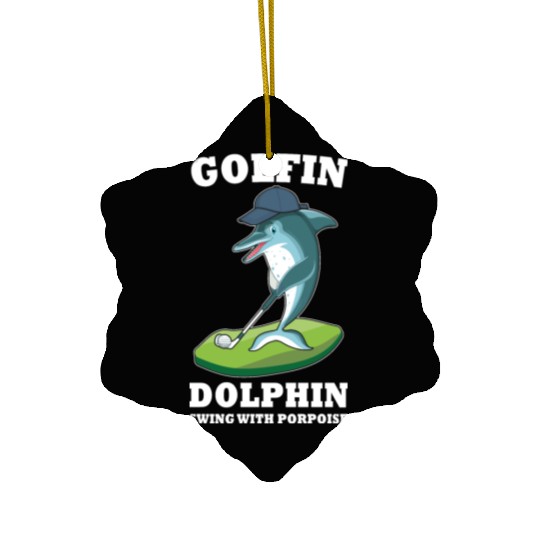 Funny Animal Golfin Dolphin Swing with Porpoise Ceramic Ornaments