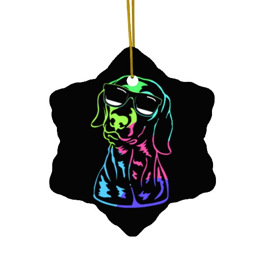 German Shorthaired Pointer GSP Dog With Sunglasses Ceramic Ornaments