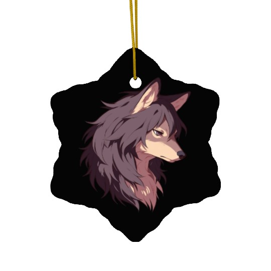 Wolf with a Wild Heart Ceramic Ornaments