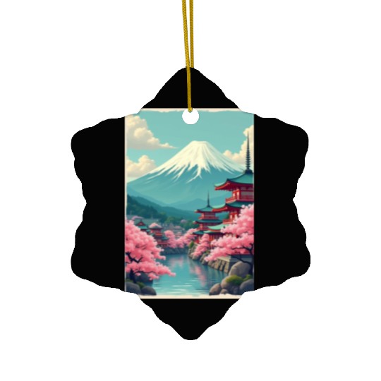 Serenity Beneath Mount Fuji Ceramic Ornaments
