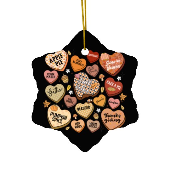 fall candy hearts Ceramic Ornaments