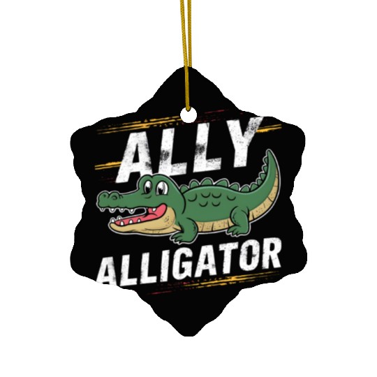 Funny Reptile Pride Month LGBT Ally Cute Alligator Ceramic Ornaments