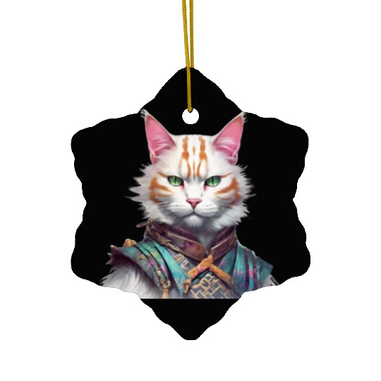 Samurai Cat Guardian Ceramic Ornaments
