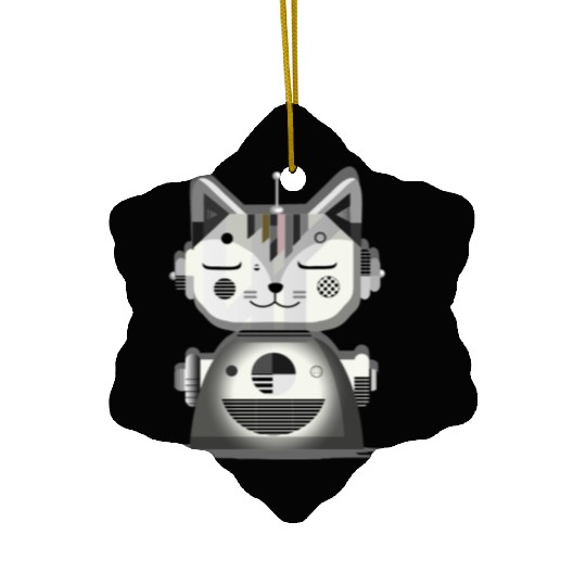 Geometric Robot Cat - Creative Illustration Ceramic Ornaments