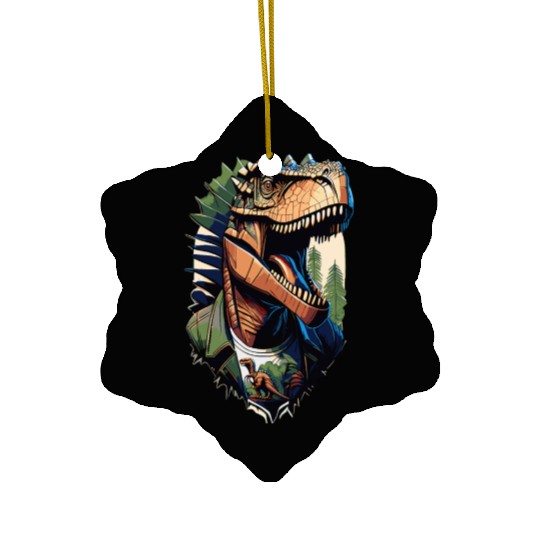 Tyrannosaurus style - Cool Raptor in Jacket Ceramic Ornaments