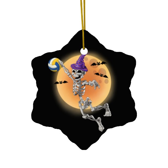 Volleyball Skeleton Volleyball Player Halloween Ceramic Ornaments