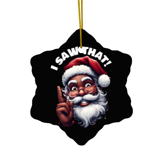Santa's Watching Festive African American Santa Ceramic Ornaments