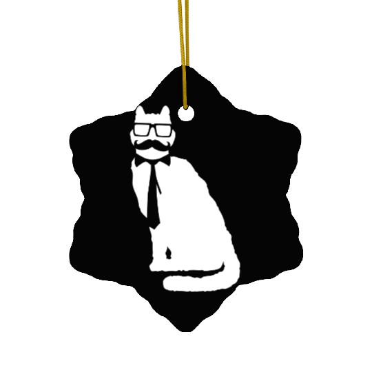 Nerd Cat Horn-rimmed Glasses Geek Smart Kitten Fun Ceramic Ornaments