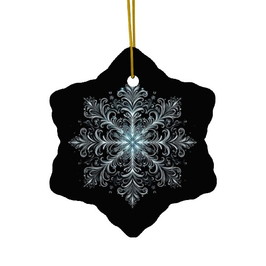 Elegant Snowflake Intricate Glow Winter 2 Ceramic Ornaments