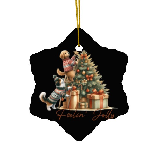Feelin' Jolly - Cute Dogs Christmas Tree Fun Ceramic Ornaments