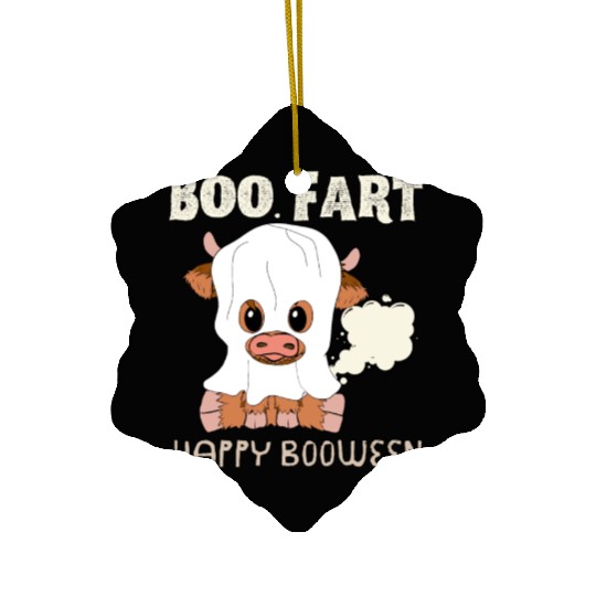 Happy booween boo fart funny halloween.Cute cow Ceramic Ornaments