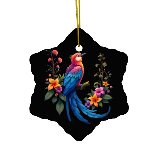 Fantastical Bird Of Paradise Painting Ceramic Ornaments