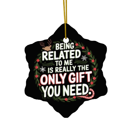 Funny Christmas Gift Quote Wreath Design Ceramic Ornaments