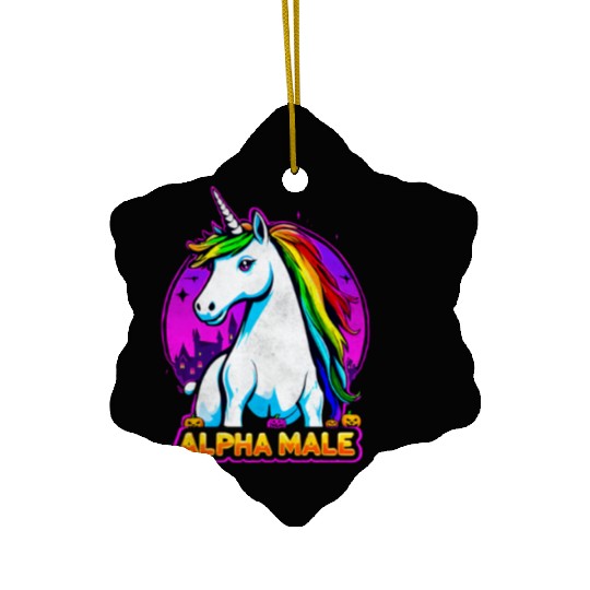 Alpha male LGBT unicorn Halloween Neon Colors Ceramic Ornaments
