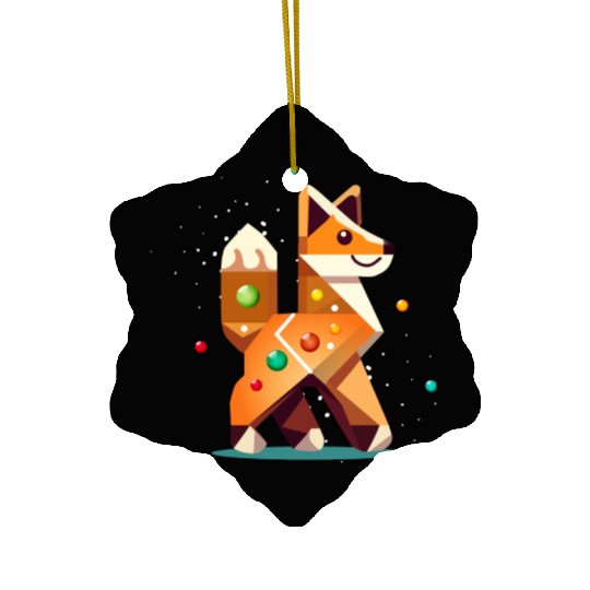Fox in gingerbread style -creative Christmas motif Ceramic Ornaments