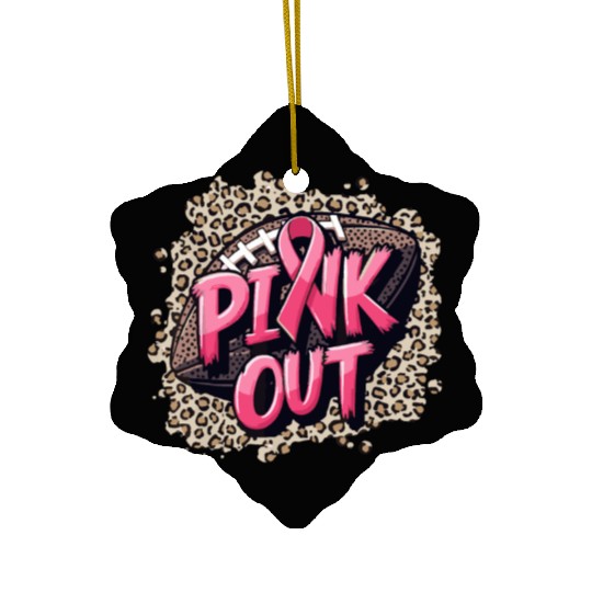 Pink Out Breast Cancer Football Coquette Bow Mom Ceramic Ornaments