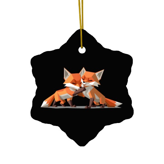 Fox Cubs Ceramic Ornaments