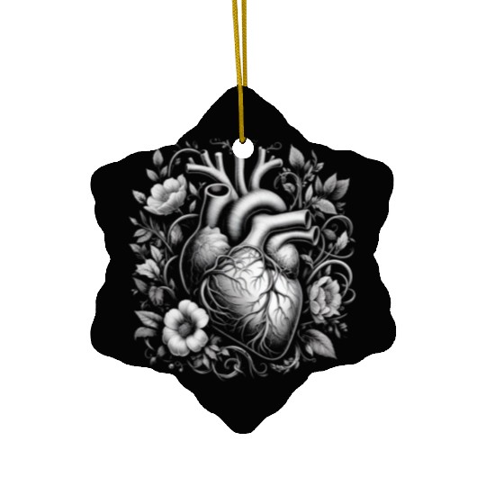 Botanical Heart Artistic Anatomy 1 Ceramic Ornaments