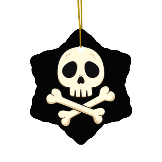 Cartoon skull and crossbones Ceramic Ornaments