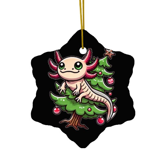 Cute Axolotl Christmas Tree Comic Style Ceramic Ornaments