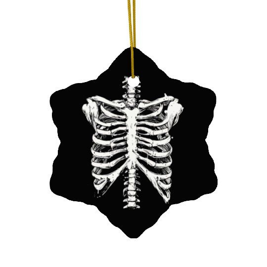 skeleton rib cage spooky halloween Ceramic Ornaments