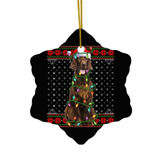 Irish Setter Dog Ugly Christmas Lights Ceramic Ornaments
