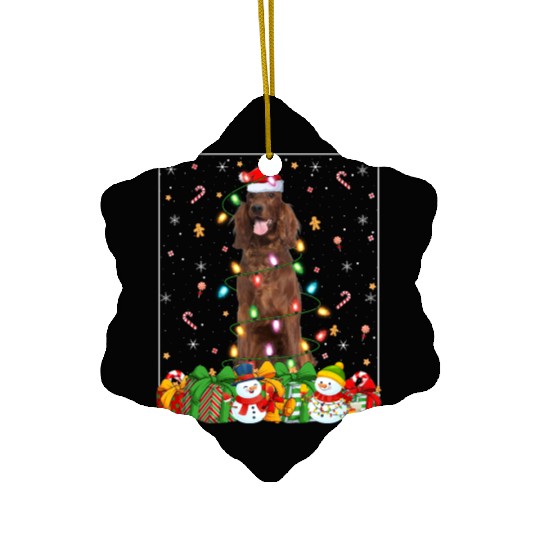 Irish Setter Dog Christmas Lights Ceramic Ornaments