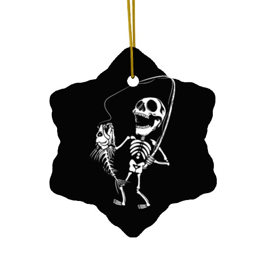 Funny fishing skull Ceramic Ornaments