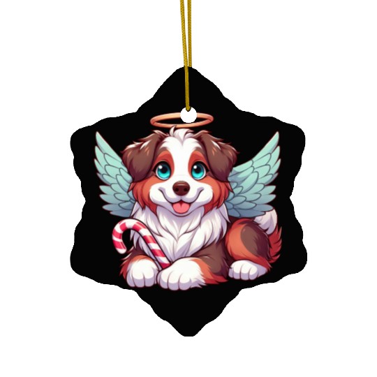 Cute Christmas Dog Australian Shepherd Ceramic Ornaments
