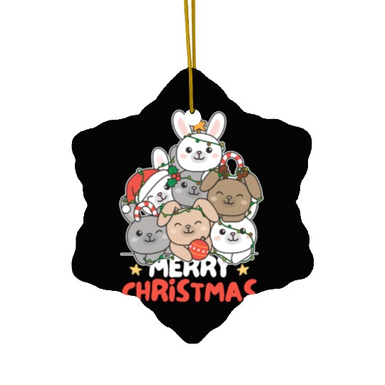 Bunny Christmas Tree Merry Christmas Ceramic Ornaments