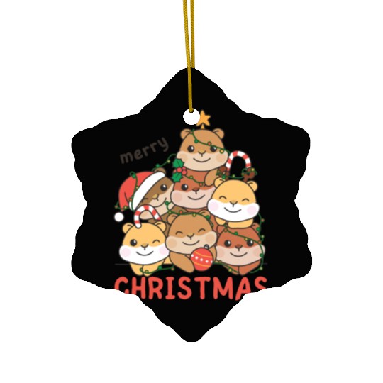 Hamster Christmas Tree Merry Christmas Ceramic Ornaments