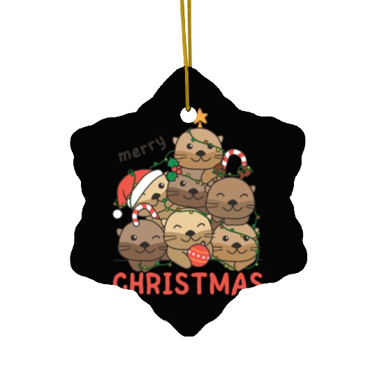 Otter Christmas Tree Merry Christmas Ceramic Ornaments