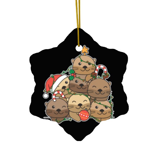Otter Christmas Tree Funny Animal Christmas Ceramic Ornaments