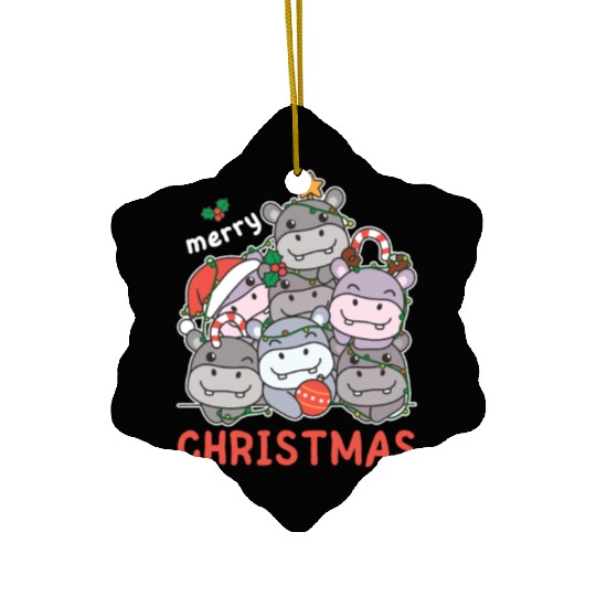 Hippo Christmas Tree Merry Christmas Ceramic Ornaments
