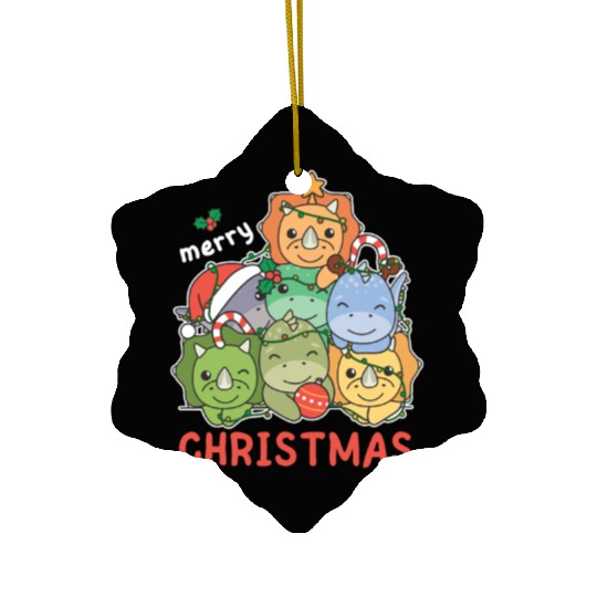 Dinosaur Christmas Tree Merry Christmas Ceramic Ornaments