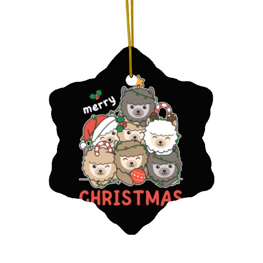 Alpaca Christmas Tree Merry Christmas Ceramic Ornaments