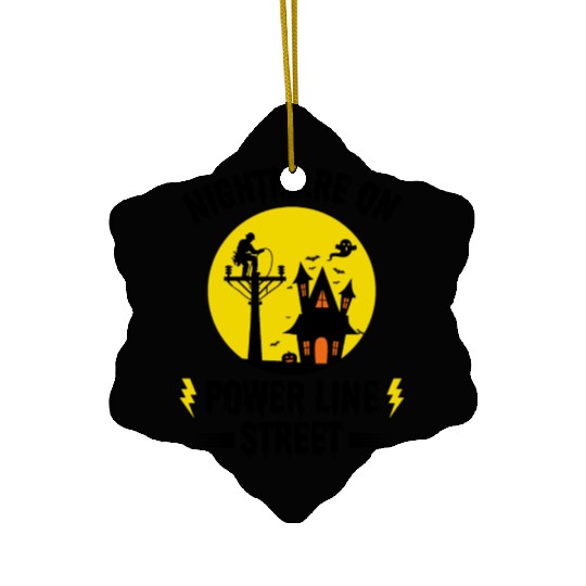 Nightmare on Power Line Street – Lineman Halloween Ceramic Ornaments