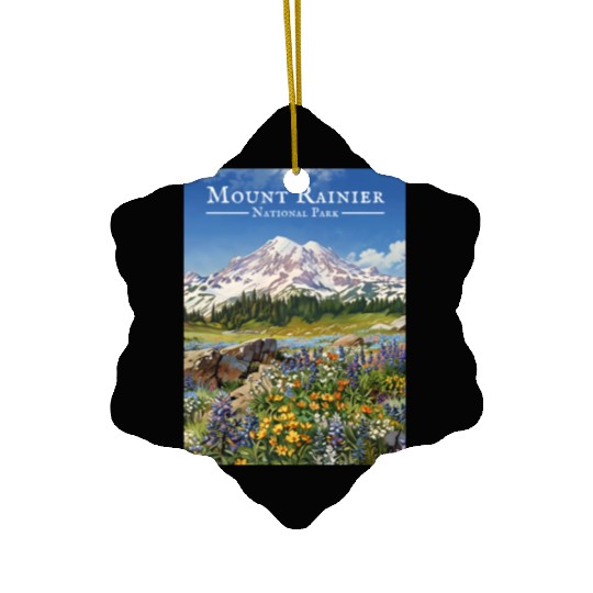 Mount Rainier Paradise Meadows Ceramic Ornaments
