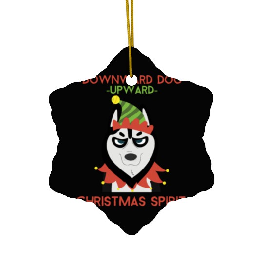 Downward Dog, Upward Christmas Spirit Ceramic Ornaments