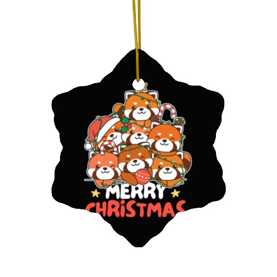 Red Panda Christmas Tree Merry Christmas Ceramic Ornaments