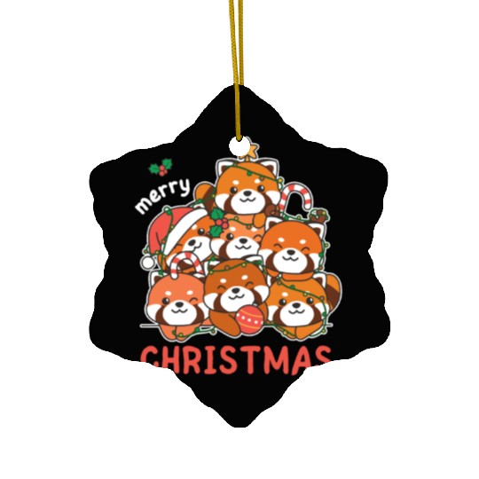 Red Panda Christmas Tree Merry Christmas Ceramic Ornaments